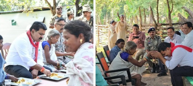 सुकमा में गृहमंत्री विजय शर्मा ने हिड़मा की मां से की मुलाकात, कहा– नक्सली हथियार छोड़कर लौट आएं मुख्यधारा में
