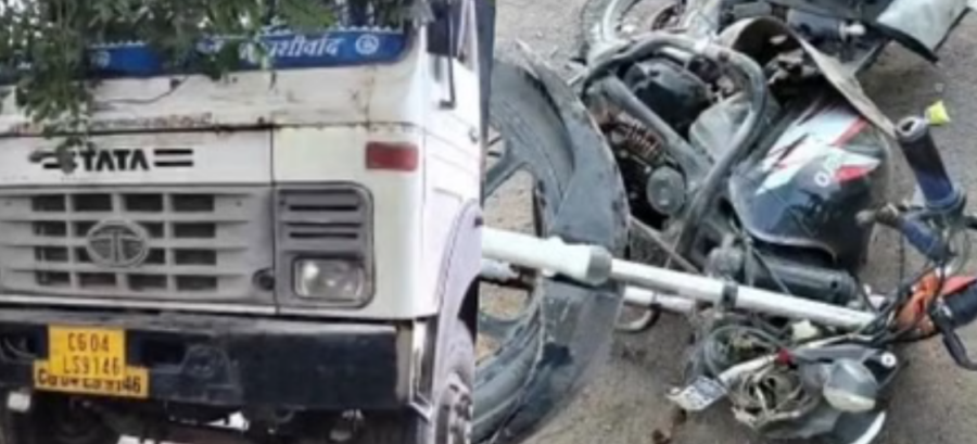 भिलाई में तेज रफ्तार हाइवा ने बाइक को मारी टक्कर, युवक और युवती की दर्दनाक मौत, एक गंभीर घायल
