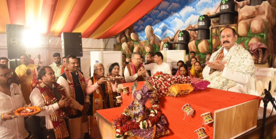 Shiv Mahapurana Katha: भिलाई में उमड़ा आस्था का सैलाब